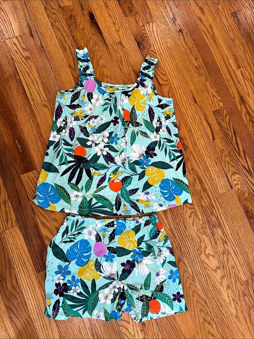 NWOT Cuddl Duds Bright Floral Shorts/Tank Two-Piece Pajama Set, XS So Soft!!!